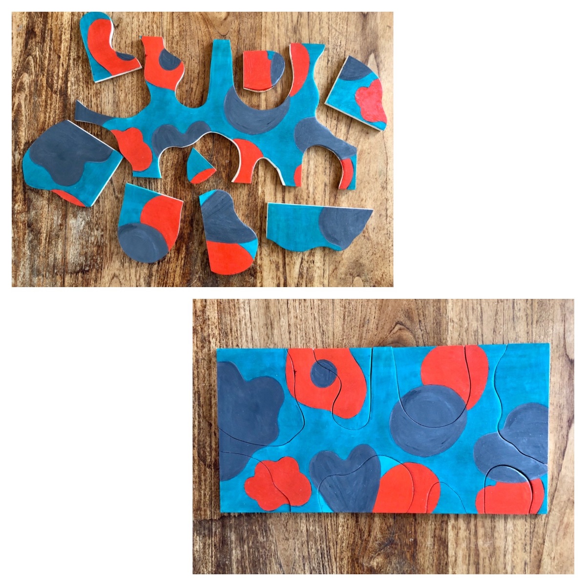 Puzzle original rouge et bleu (petit jeu)